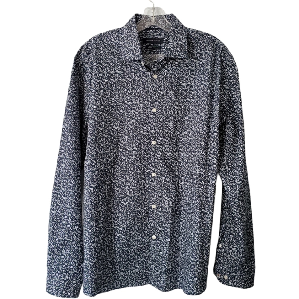 Tommy Hilfiger THflex Supima Floral Shirt Size 16.5 34/35